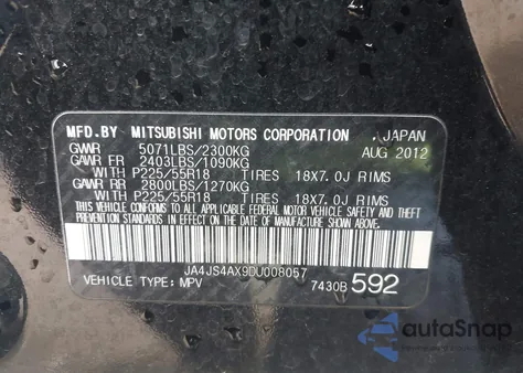 2013 Mitsubishi Outlander Gt z USA, uszkodzony, nr VIN JA4JS4AX9DU008057